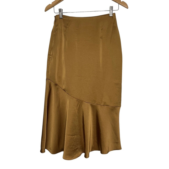 Petal & Pup Nellie Bronze Satin Midi Skirt Size 4 NWT - Picture 4 of 6
